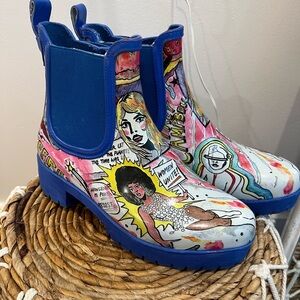 Jeffrey Campbell Feminist Graphic Women's Lug Boots Pop Art Artsy Girl Power